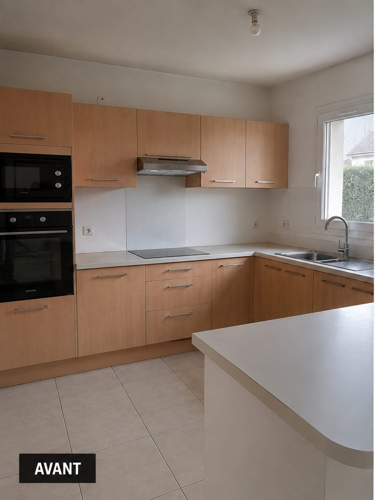 Cuisine bois clair avant covering
